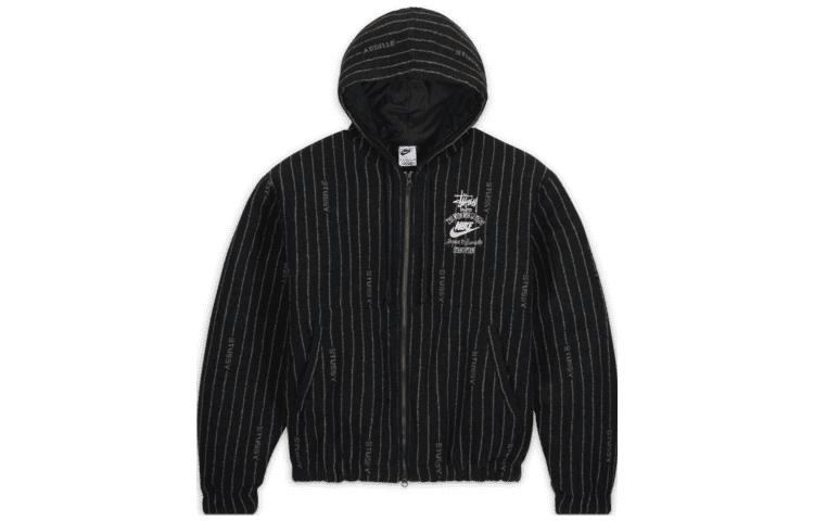 Nike x Stussy SS23 Logo Striped Hoodie Jacket Black Unisex US Edition DR4023-010