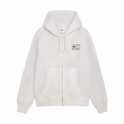 Nike Stussy SS24 White Logo Zip Hoodie Unisex. FZ9991-072