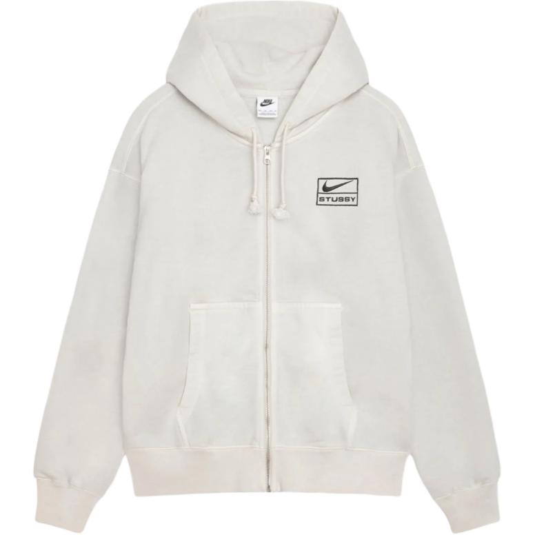 Nike x Stussy White Logo Print Oversized Hoodie Jacket Unisex FZ9990-072