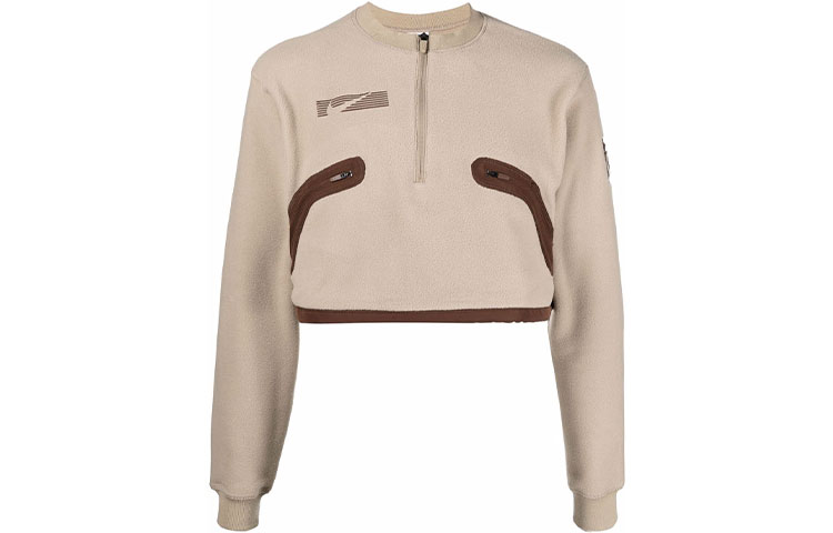 Order 耐克 x 特拉维斯·斯科特 棕色拼色刺绣针织半拉链夹克 春季款 DM1287-247