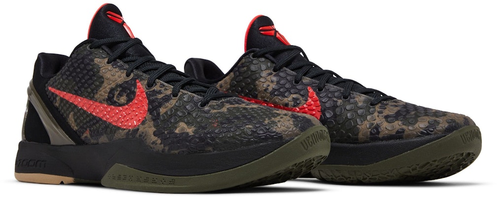 耐吉 Zoom Kobe 6 Protro “意大利迷彩“ 防滑耐磨 低幫 籃球鞋 男款 黑紅 1