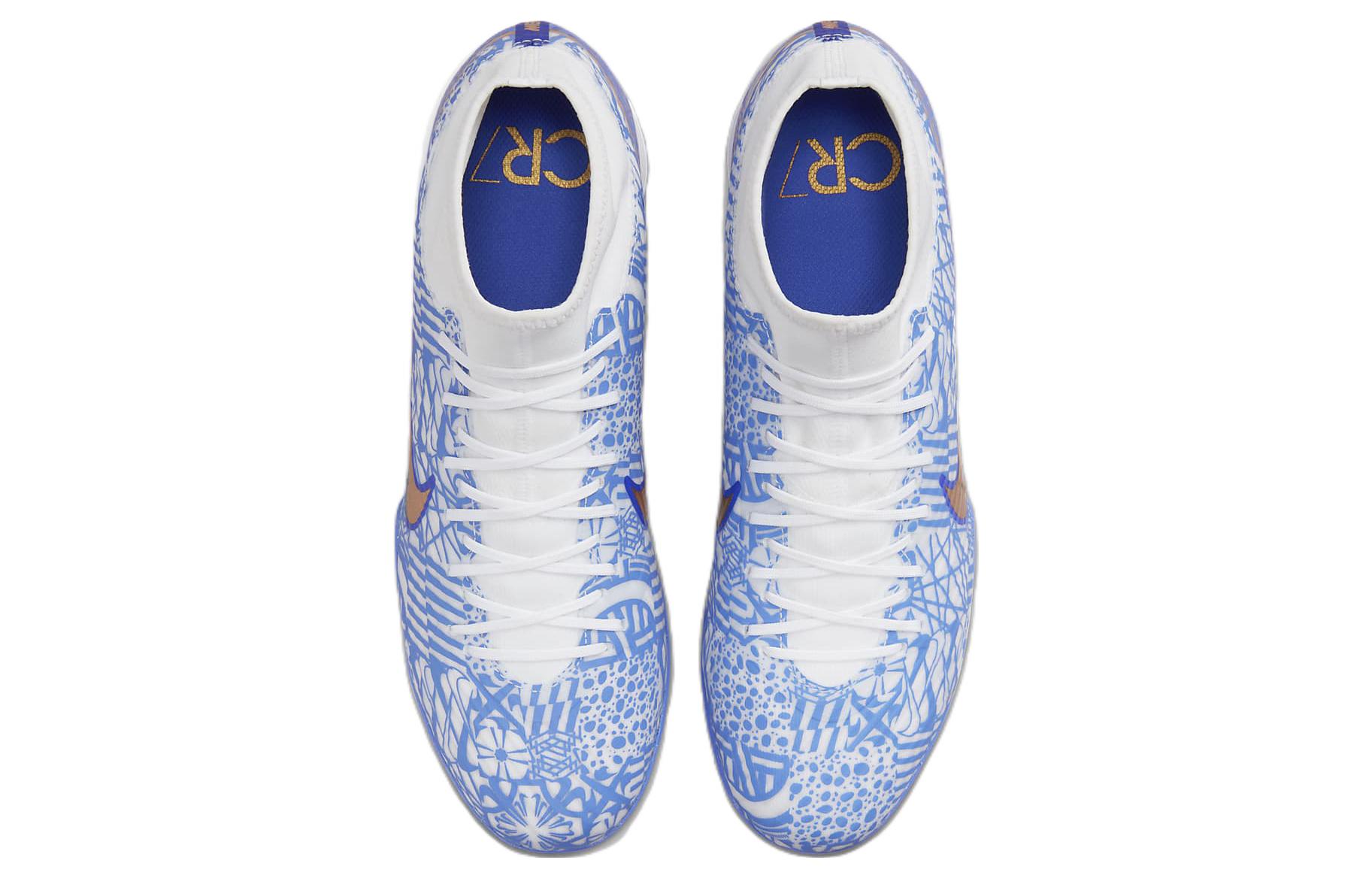 Shop Nike Zoom Mercurial Superfly 9 Academy CR7 IC 減震防滑輕便 室內球場足球鞋 藍白