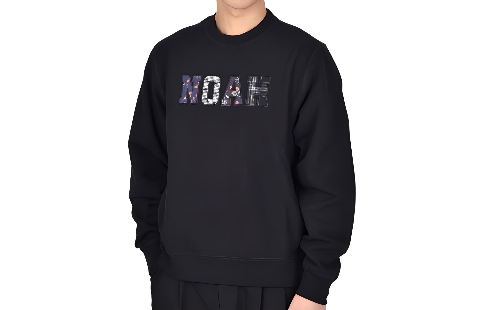 NOAH Black Crewneck Sweatshirt with Logo Print Long Sleeve Pullover SS126FW23-BLK