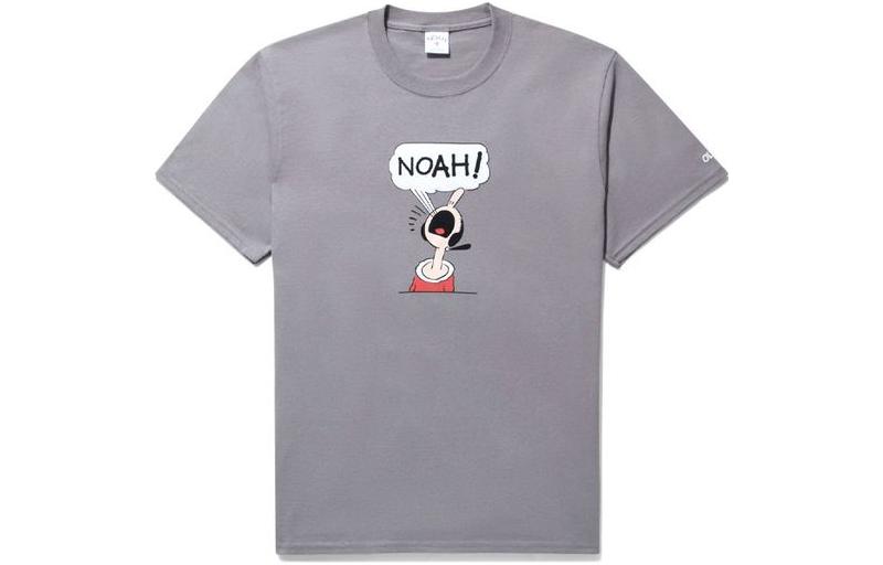 NOAH Cartoon Logo Print Crewneck Short Sleeve T-Shirt Unisex - Gray T038SS22