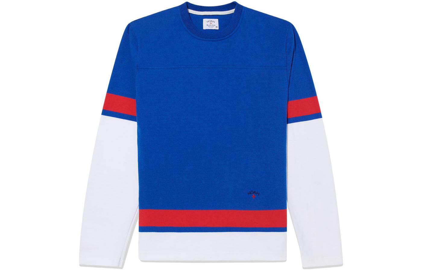 NOAH Color-Block Striped Crewneck Sweatshirt Blue Long Sleeve KN100SS23