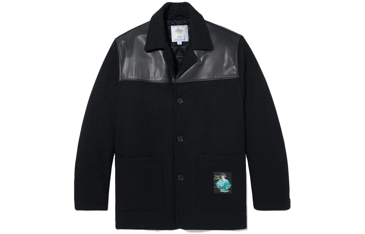 NOAH Colorblock Printed Button-Up Jacket Unisex BLACK OW068FW23BLK