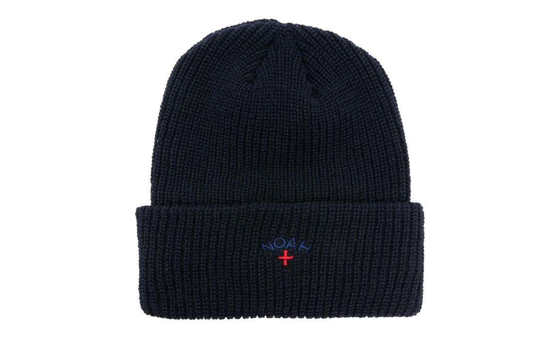 NOAH Cross Embroidery Knit Beanie Unisex Couple Style - Dark Blue BN054FW23
