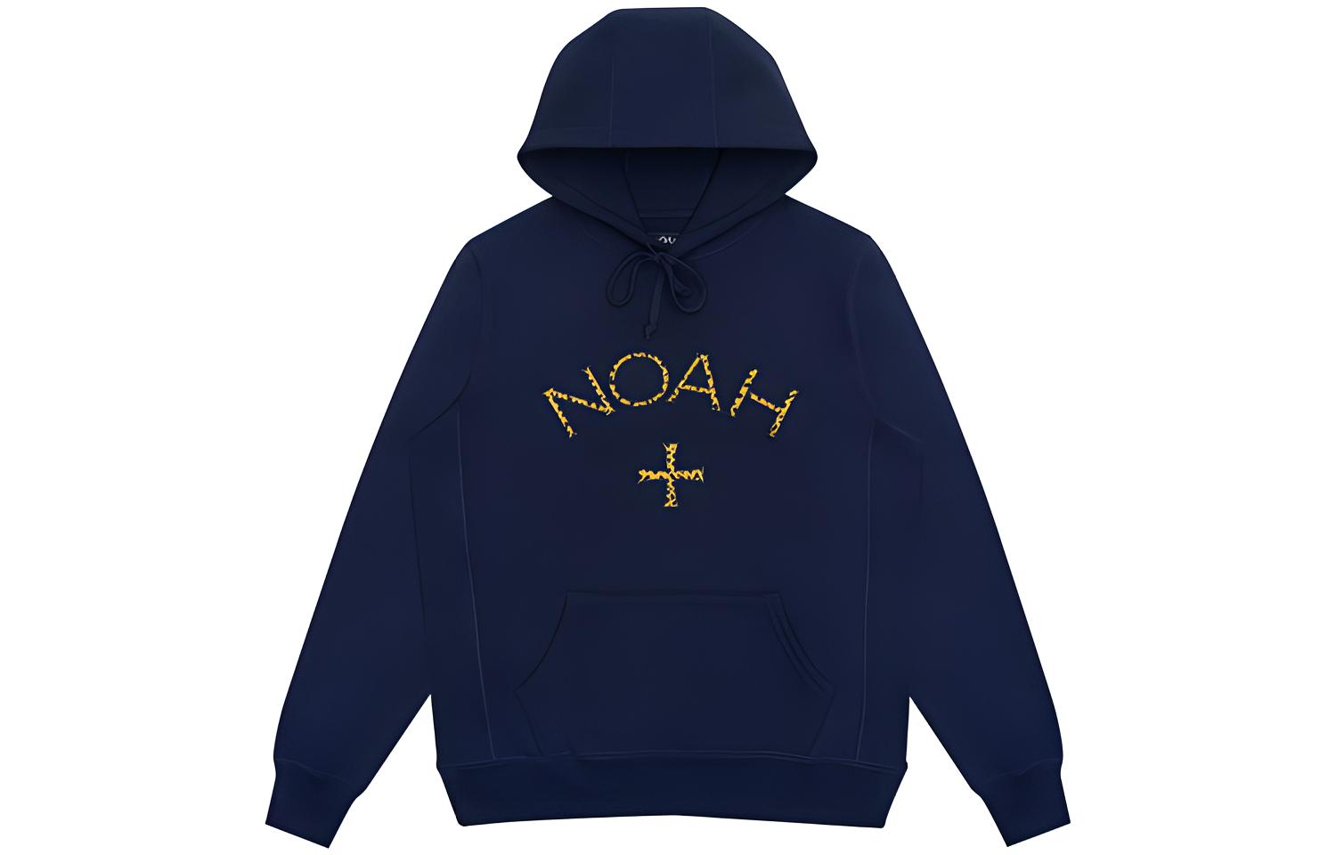 NOAH Leopard Print Logo Sweatshirt Unisex Deep Blue CHEETAHCORE2-EVENING-BLUE