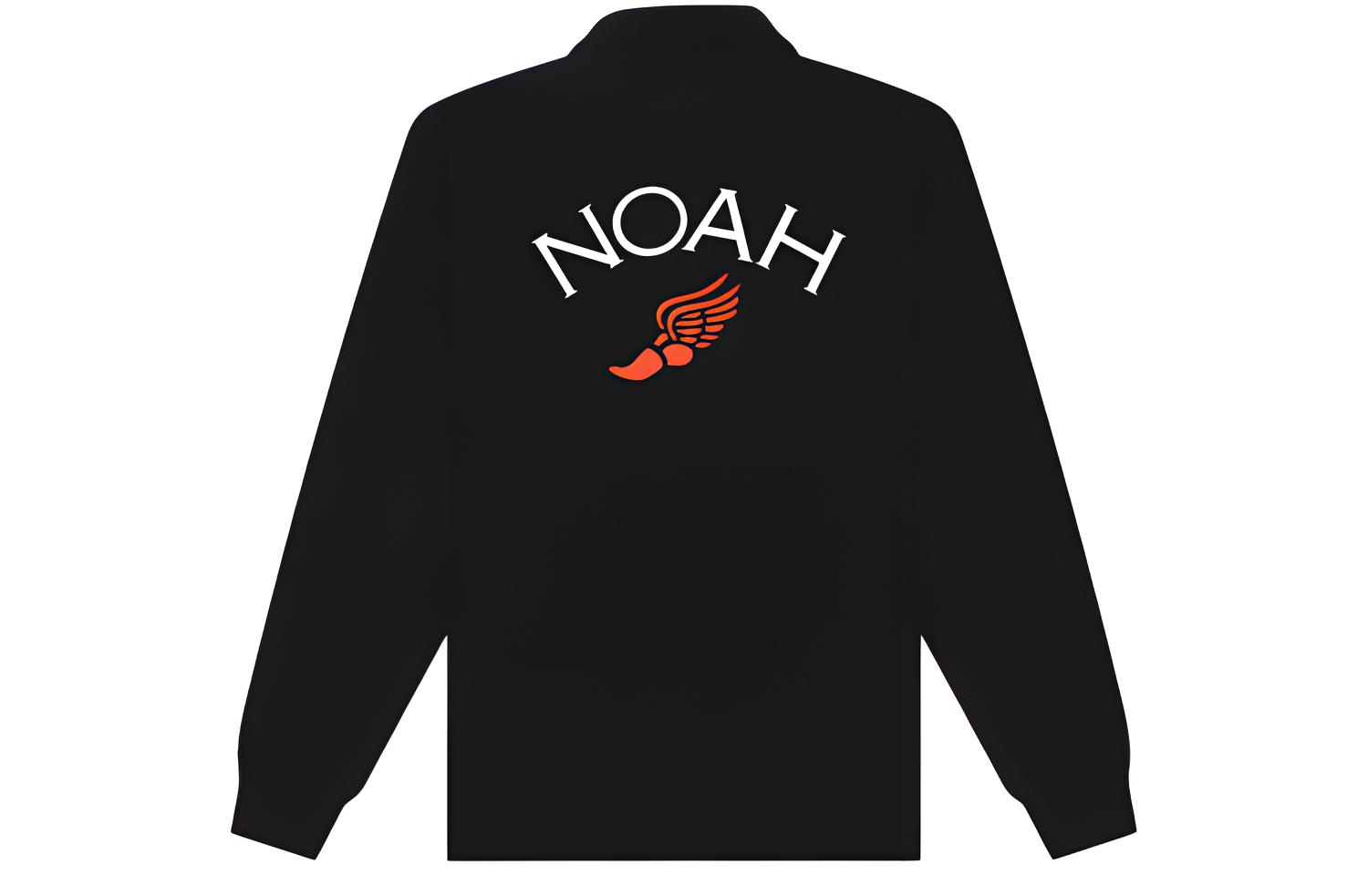 NOAH Logo Graphic Half-Zip Collared Sweatshirt Unisex Black SS6SS21-BLACK