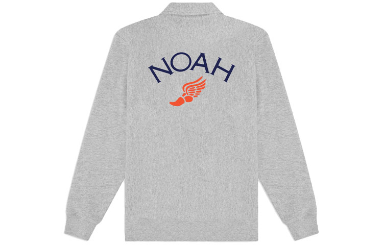 NOAH Logo Graphic Half-Zip Collared Sweatshirt Unisex - Gray SS6SS21-HEATHER-GREY