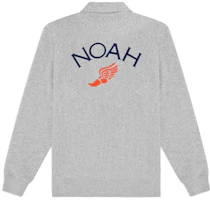 NOAH Logo Graphic Half-Zip Collared Sweatshirt Unisex - Gray SS6SS21-HEATHER-GREY NOAH Logo Graphic Half-Zip Collared Sweatshirt Unisex - Gray SS6SS21-HEATHER-GREY