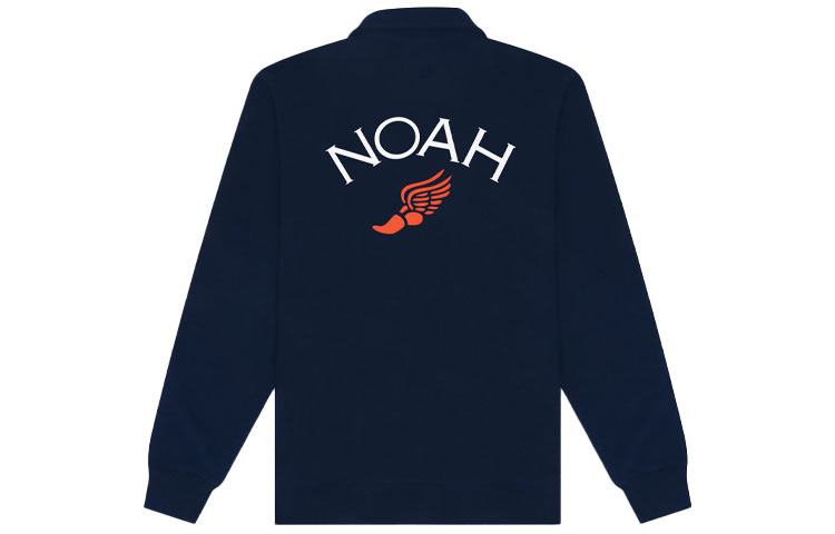 NOAH Logo Print Half-Zip Sweatshirt Jacket Unisex Blue SS6SS21-NAVY