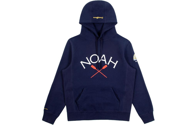 NOAH NYC Core Logo Borough Navy Hoodie Unisex Paddle Print Design. SS17FW18NVY
