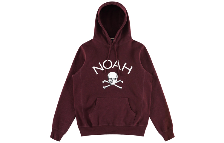 NOAH NYC Jolly Roger Hoodie Burgundy Heather Crossbones Unisex Wine Red. SS2FW19BRH