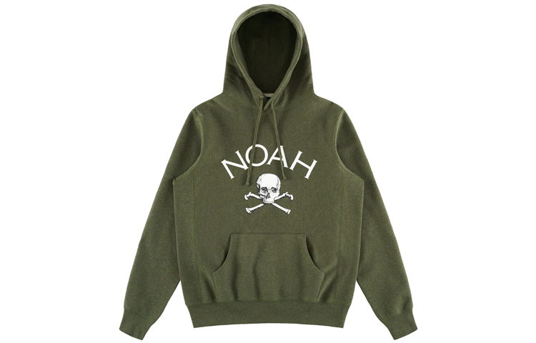 NOAH NYC Jolly Roger Hoodie Olive Heather Cross Skull Unisex Olive Green. SS2FW19OLH