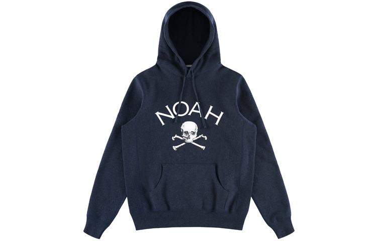 NOAH NYC Jolly Roger Navy Heather Hoodie Skull Graphic Unisex Pullover. SS2FW19NVH