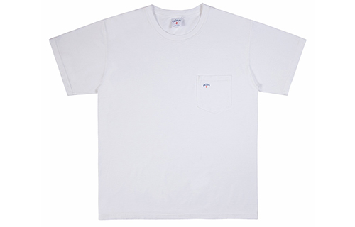 NOAH Pocket Tee Cross Logo Washed Unisex White Short Sleeve T-Shirt NOAH-SS19-008