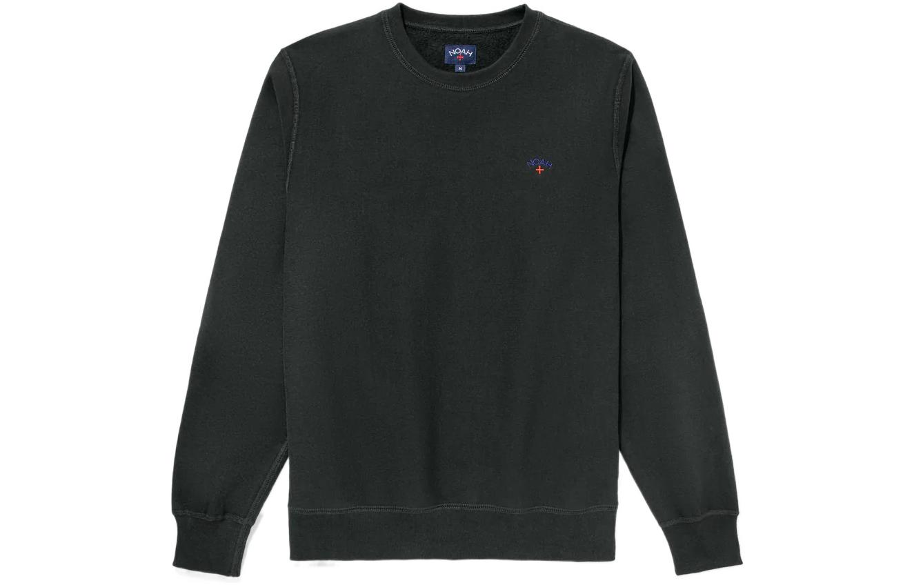 NOAH Solid Color Embroidered Logo Pullover Crewneck Sweatshirt Black () NO65
