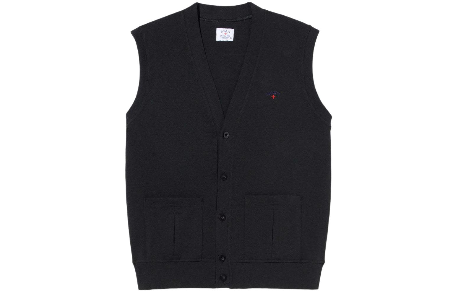 NOAH SS24 Black V-Neck Single-Breasted Vest with Pockets Unisex KN170SS24BLK