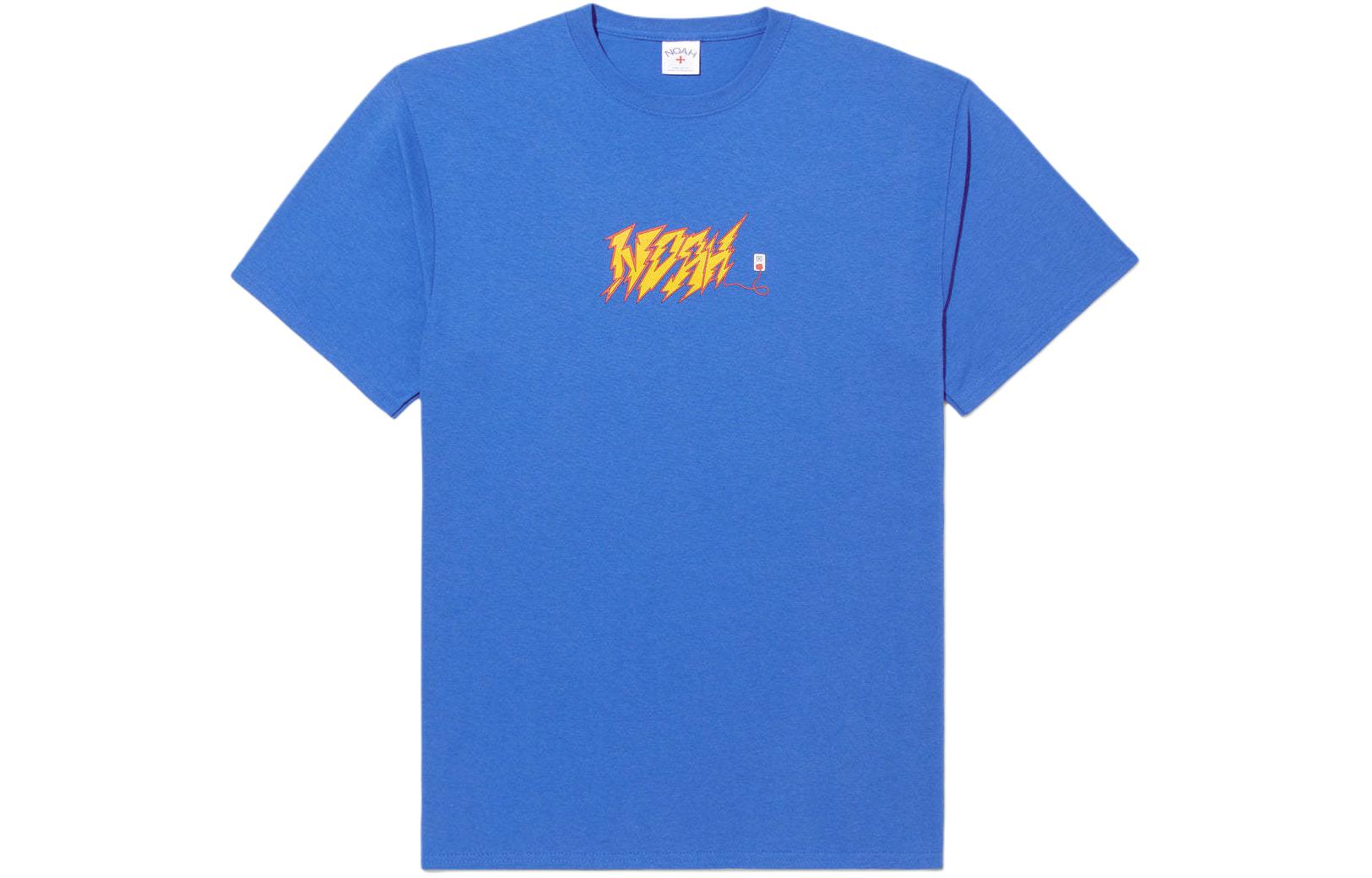 NOAH SS24 Blue Printed Pullover Short Sleeve Unisex Casual T-Shirt T187SS24ROY