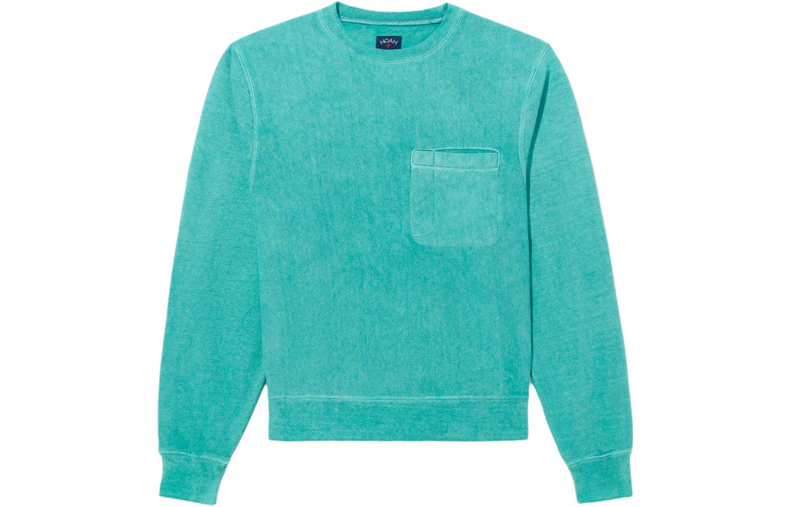 NOAH SS24 Crewneck Long Sleeve Sweatshirt Teal Unisex with Chest Pocket. SS140SS24SFM