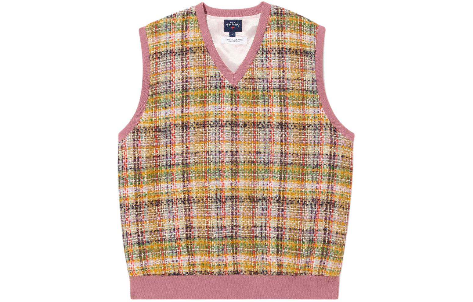 NOAH SS24 Pink Tweed V-Neck Sleeveless Vest Unisex KN166SS24DRM