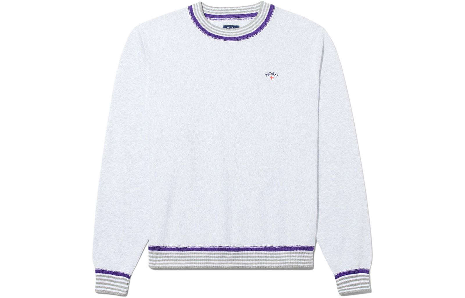 NOAH SS24 Striped Crewneck Pullover Sweatshirt Unisex White SS143SS24ASH