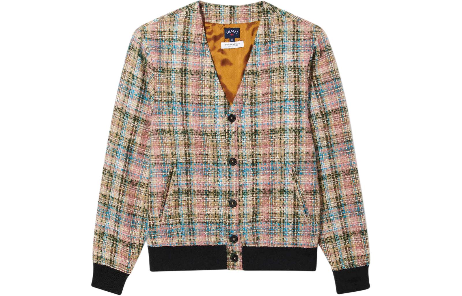 NOAH SS24 Tweed V-Neck Single-Breasted Jacket Pink Unisex KN167SS24DRM