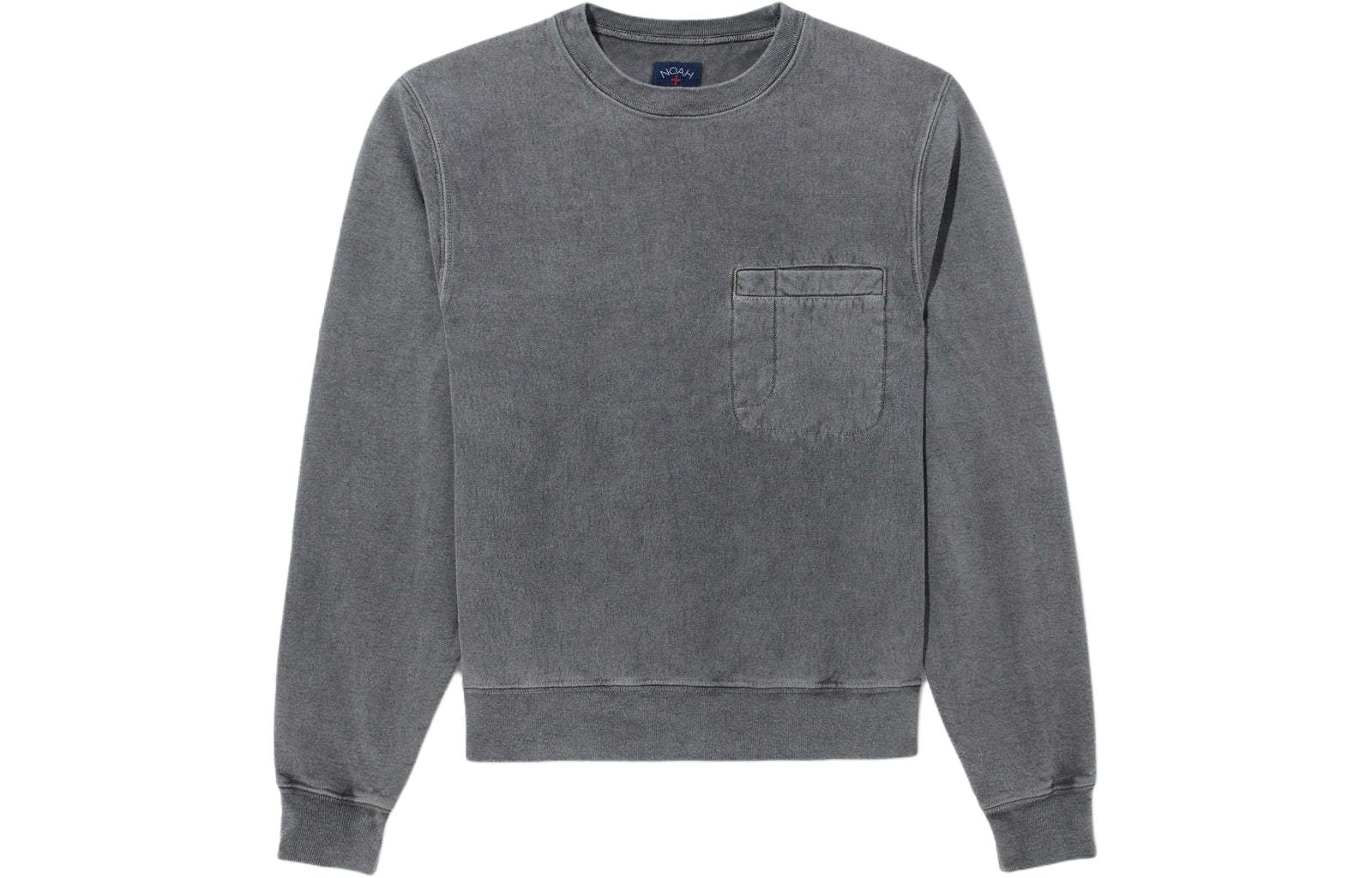 NOAH SS24 Unisex Grey Long Sleeve Crewneck Sweatshirt with Chest Pocket SS140SS24PPR