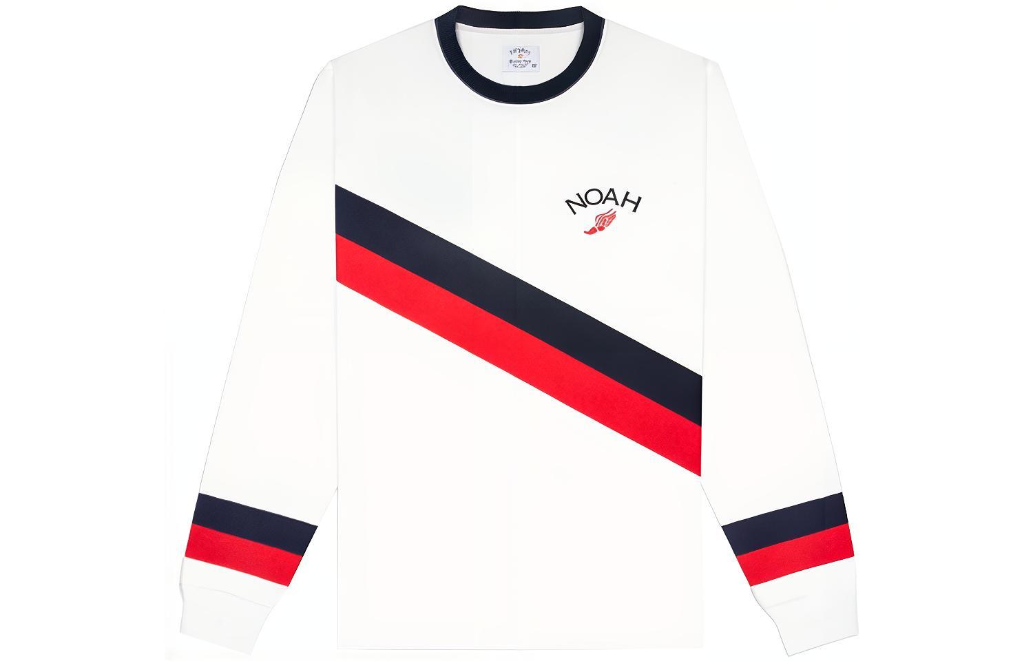 NOAH Striped Print Crewneck Sweatshirt Unisex White KN18SS21-WHITE