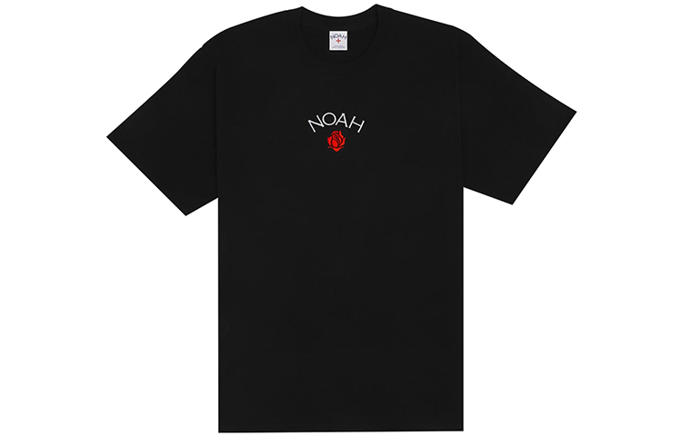 NOAH Unisex Rose Logo Crewneck Casual Fit T-Shirt T27FW20-BLACK