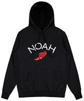 NOAH Winged Foot Embroidered Hoodie Black Unisex Logo Pullover. NOAH-SS20-001 NOAH Winged Foot Embroidered Hoodie Black Unisex Logo Pullover. NOAH-SS20-001