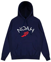 NOAH Winged Foot Embroidered Hoodie Navy Blue Unisex. NOAH-SS20-003 NOAH Winged Foot Embroidered Hoodie Navy Blue Unisex. NOAH-SS20-003