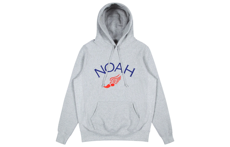 NOAH Winged Foot Embroidered Hoodie Unisex Gray NOAH-SS20-002