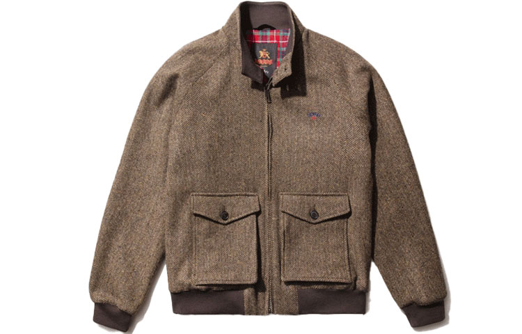 NOAH x Baracuta Tweed Herringbone G9 Jacket Brown Logo Embroidered Jacket J019FW21