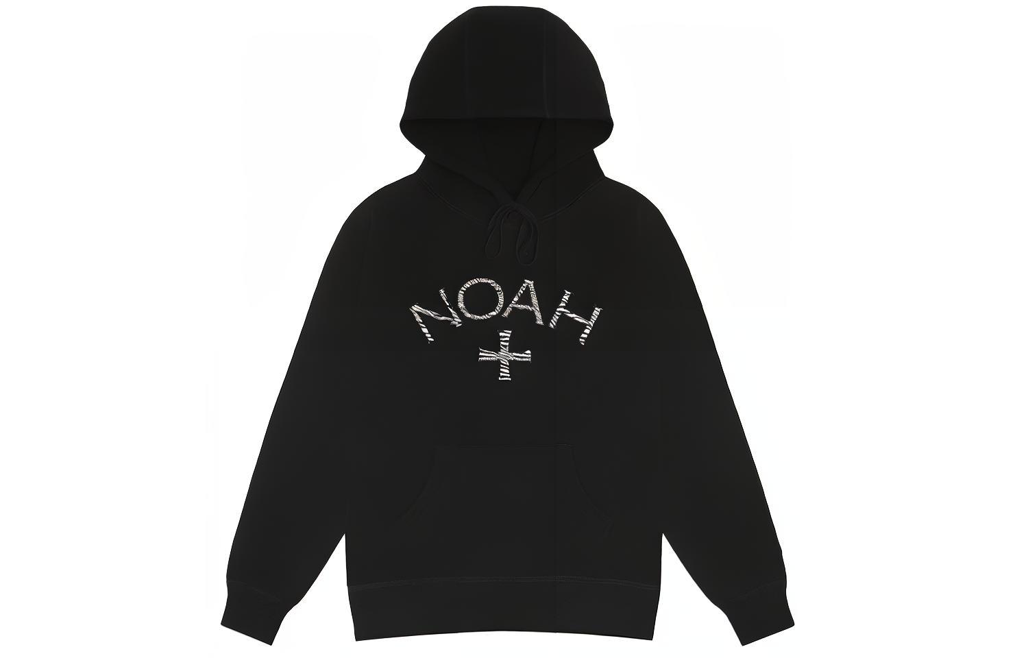 NOAH Zebra Print Cross Logo Thick Fleece Pullover Hoodie Unisex BLACK SS9SS21-BLACK