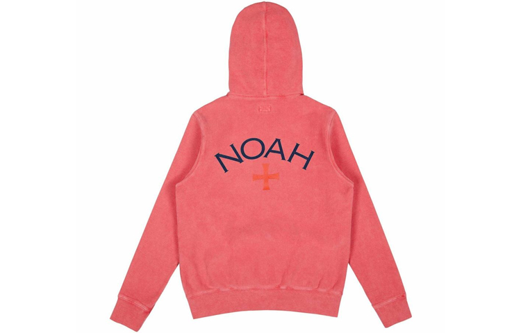 NOAH Zip Front Hoodie Cross Logo Washed Jacket Unisex Watermelon Red. SS3SS18-WATERMELON-RED