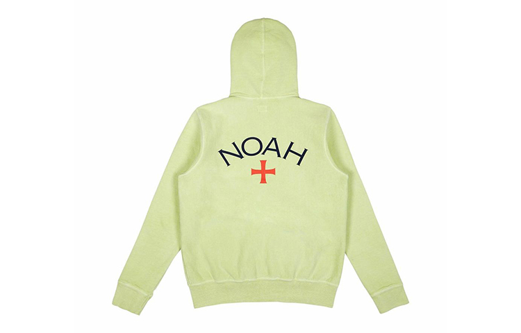 NOAH Zip Front Hoodie Cross Logo Washed Neon Green Unisex SS3SS18--EREEN