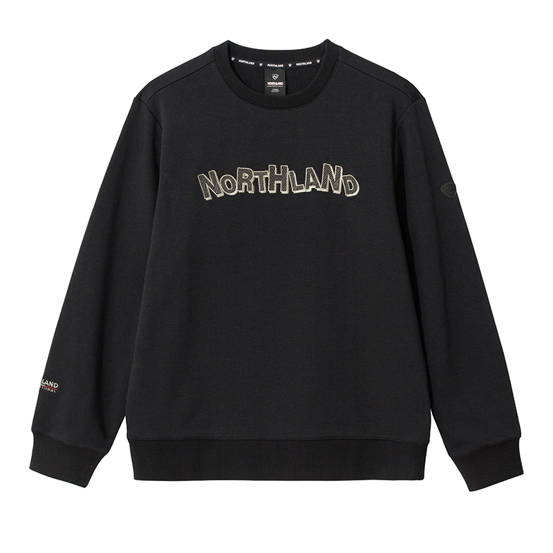 NORTHLAND Loose Fit Stretch Crewneck Sweatshirt with Letter Logo Print. NHDDT5504S