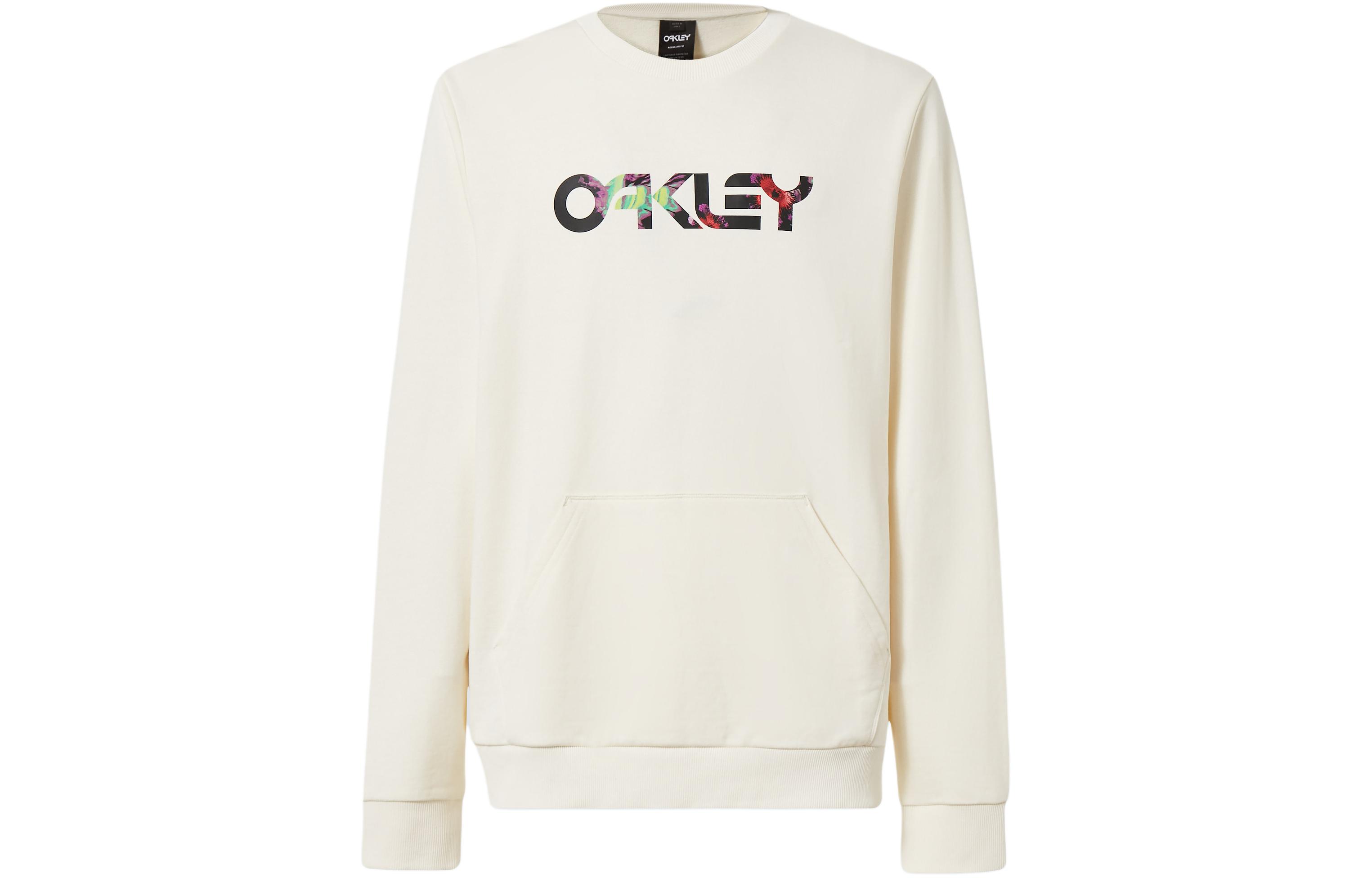 Oakley Arctic White Logo Print Crewneck Ribbed Sweatshirt FOA404347-10R