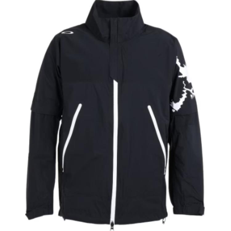 Oakley Black Detachable Zipper High-Neck Jacket with Pattern Print FOA405128-02E