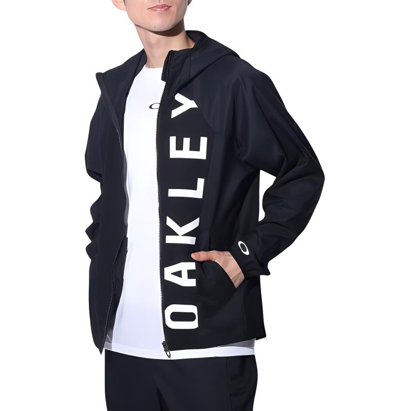 Oakley Black Hooded Lettering Zip-Up Jacket Long Sleeve FOA406272-02E