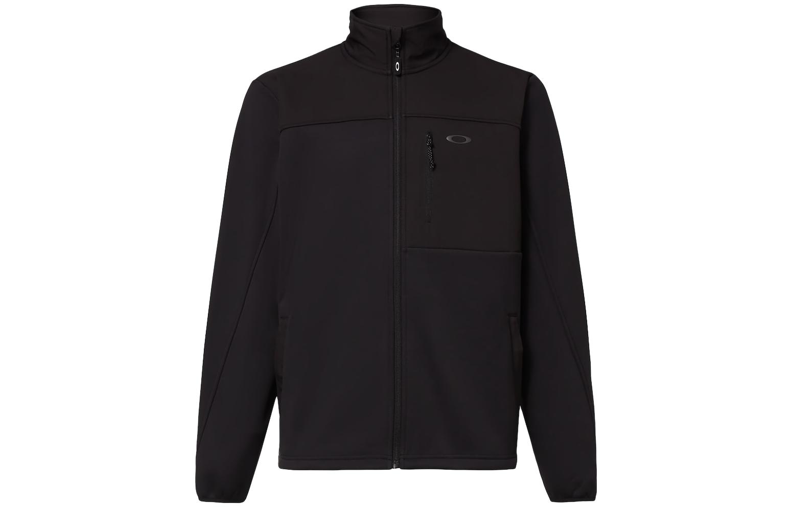 Oakley Black Logo Print Zip-Up Jacket with Stand Collar FOA403423-02E