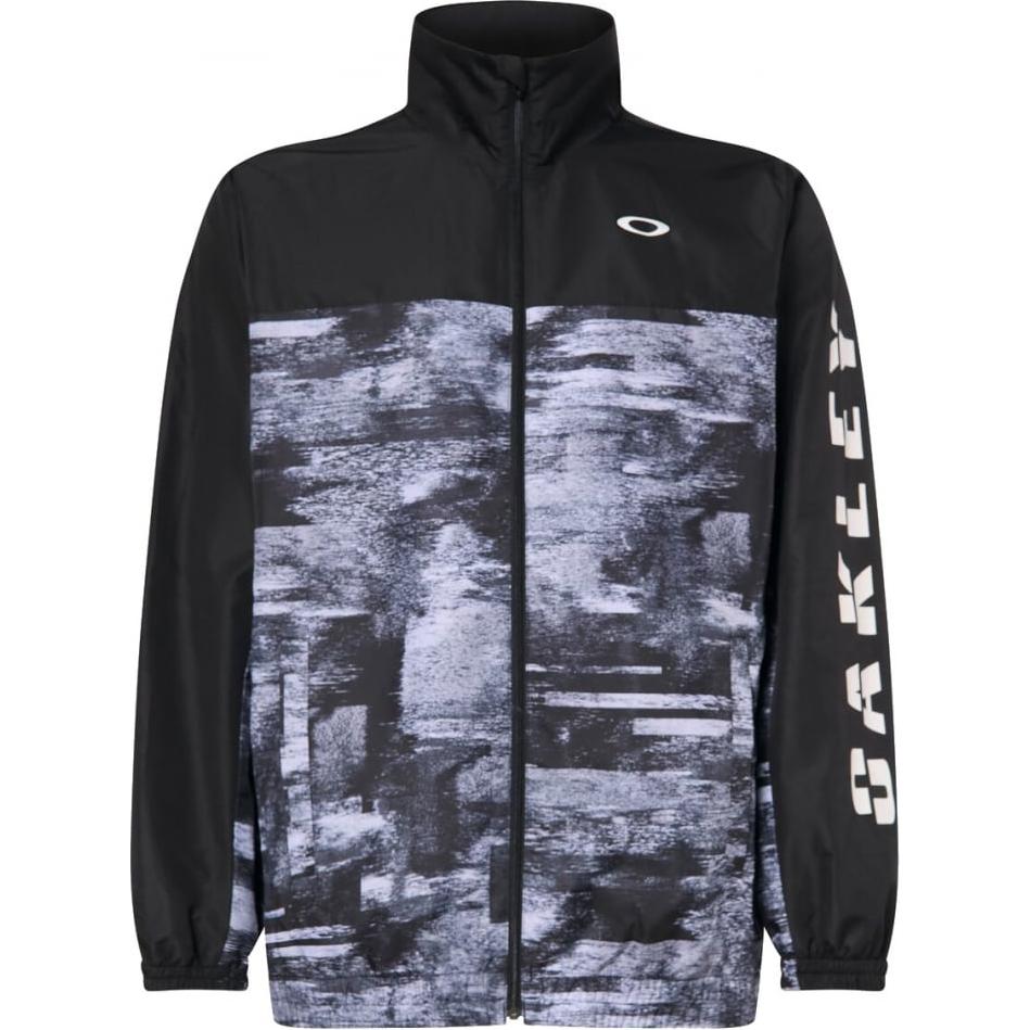 Oakley Black Logo Print Zip-Up Long Sleeve Jacket FOA405817-02E