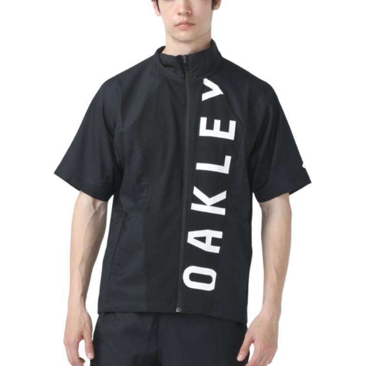 Oakley Black Zip-Up Letter Design Short-Sleeve Fitted Jacket FOA406273-02E
