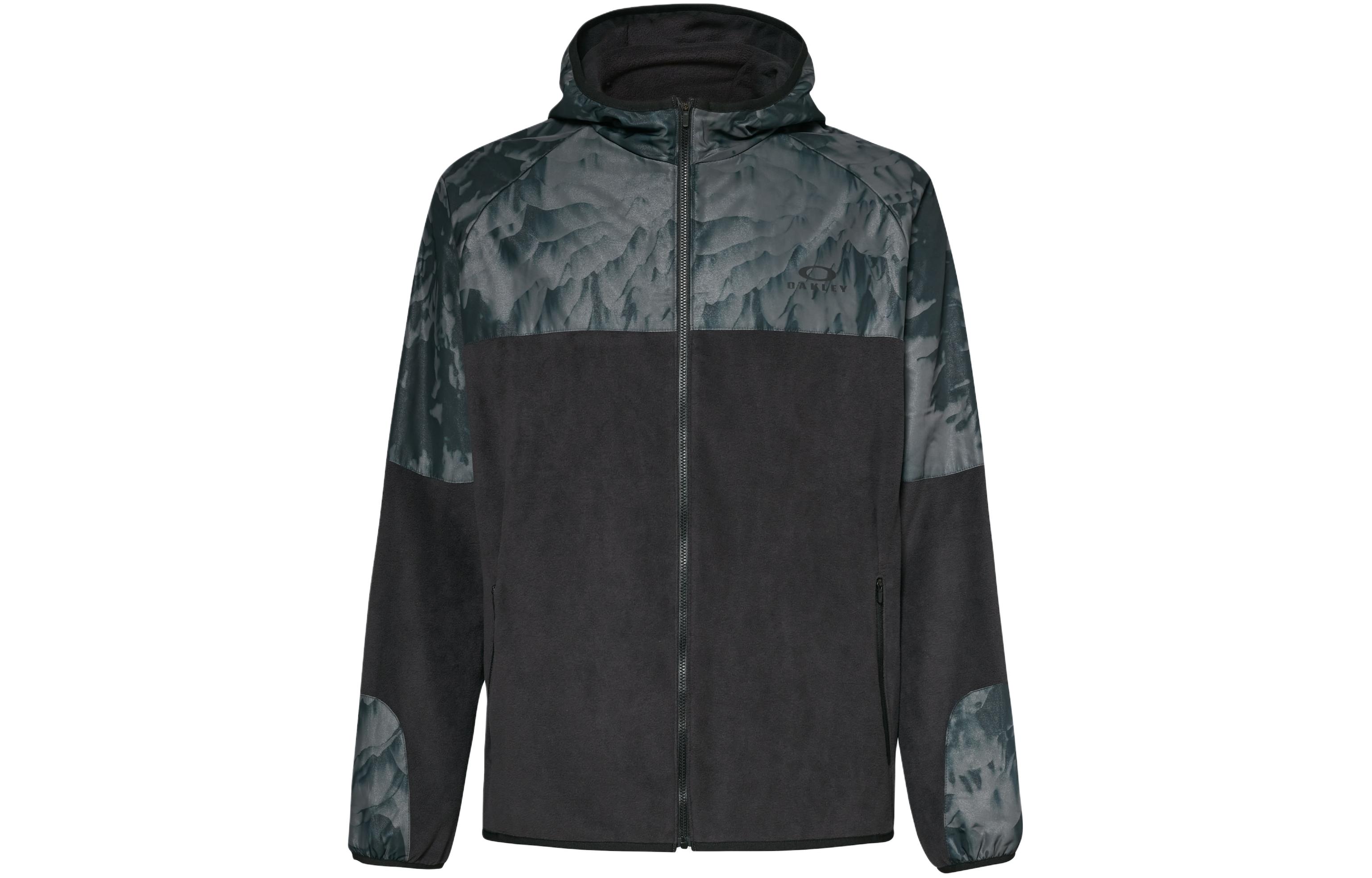 Oakley Black Zip-Up Raglan Hoodie with Letter Print FOA404014-9Q1