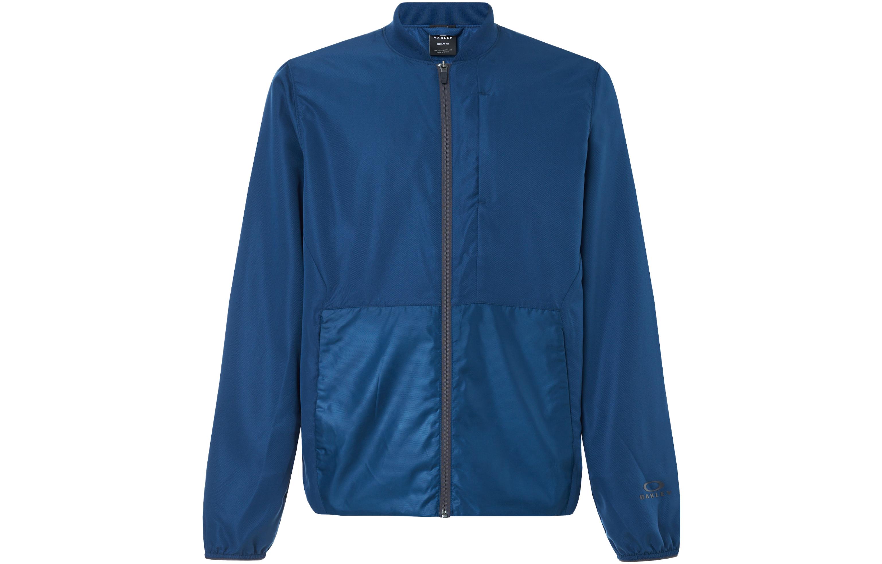 Oakley Blue Zip-Up Casual Patchwork Jacket FOA401921-6A1