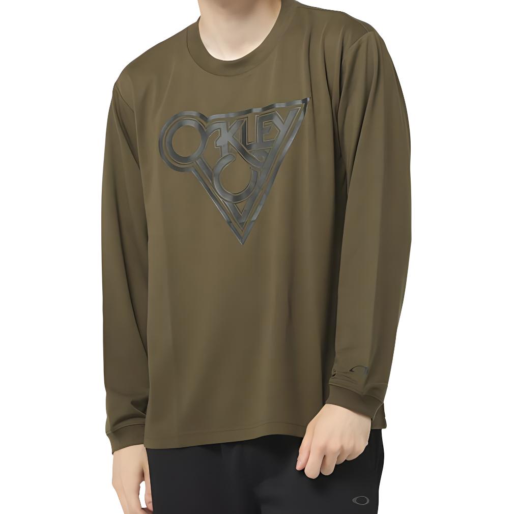 Oakley Brown Logo Print Crewneck Long-Sleeve Sweatshirt FOA405945-756