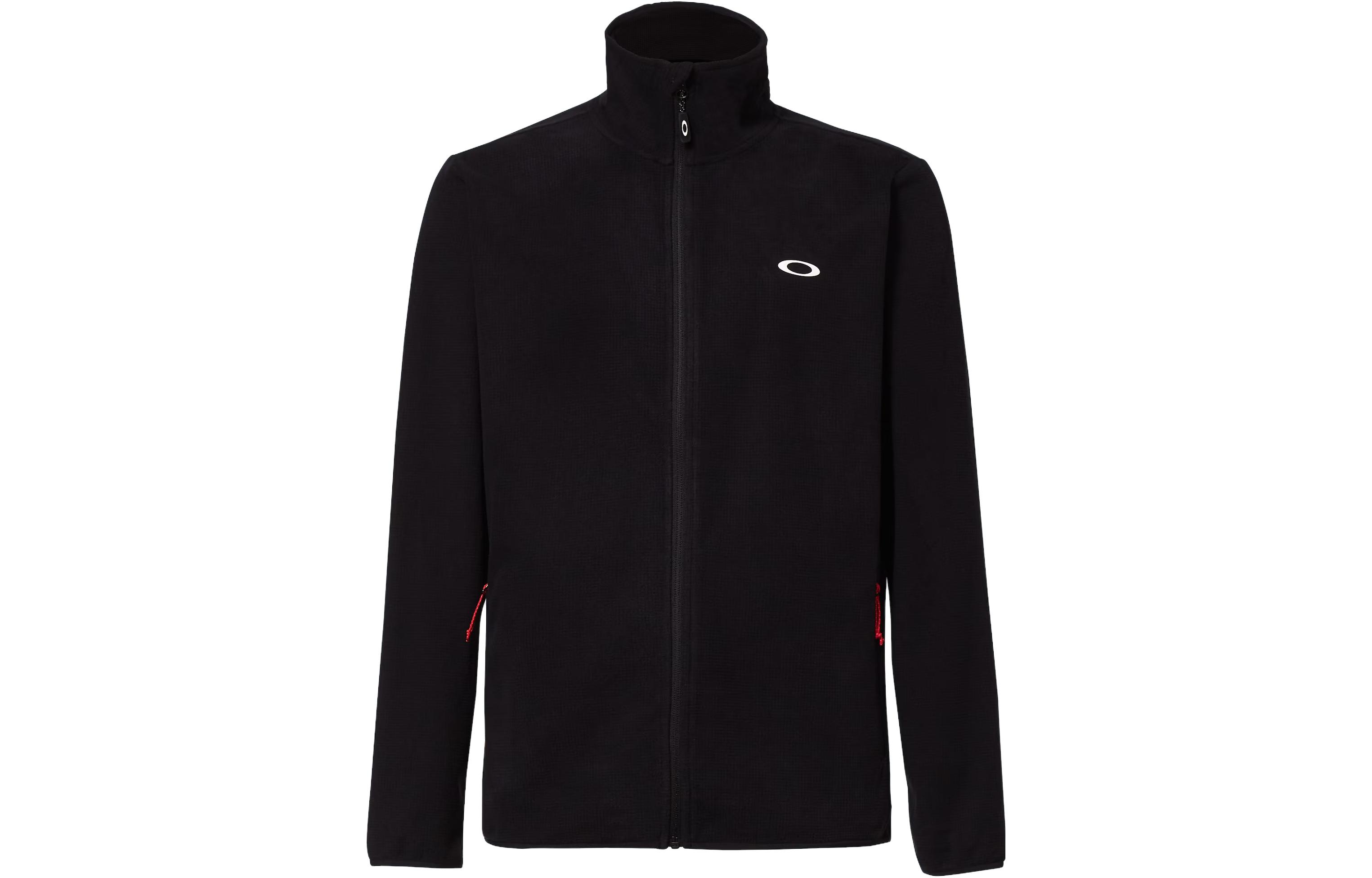 Oakley FW23 Black Letter Print High-Neck Zipper Loose Jacket FOA403421-02E