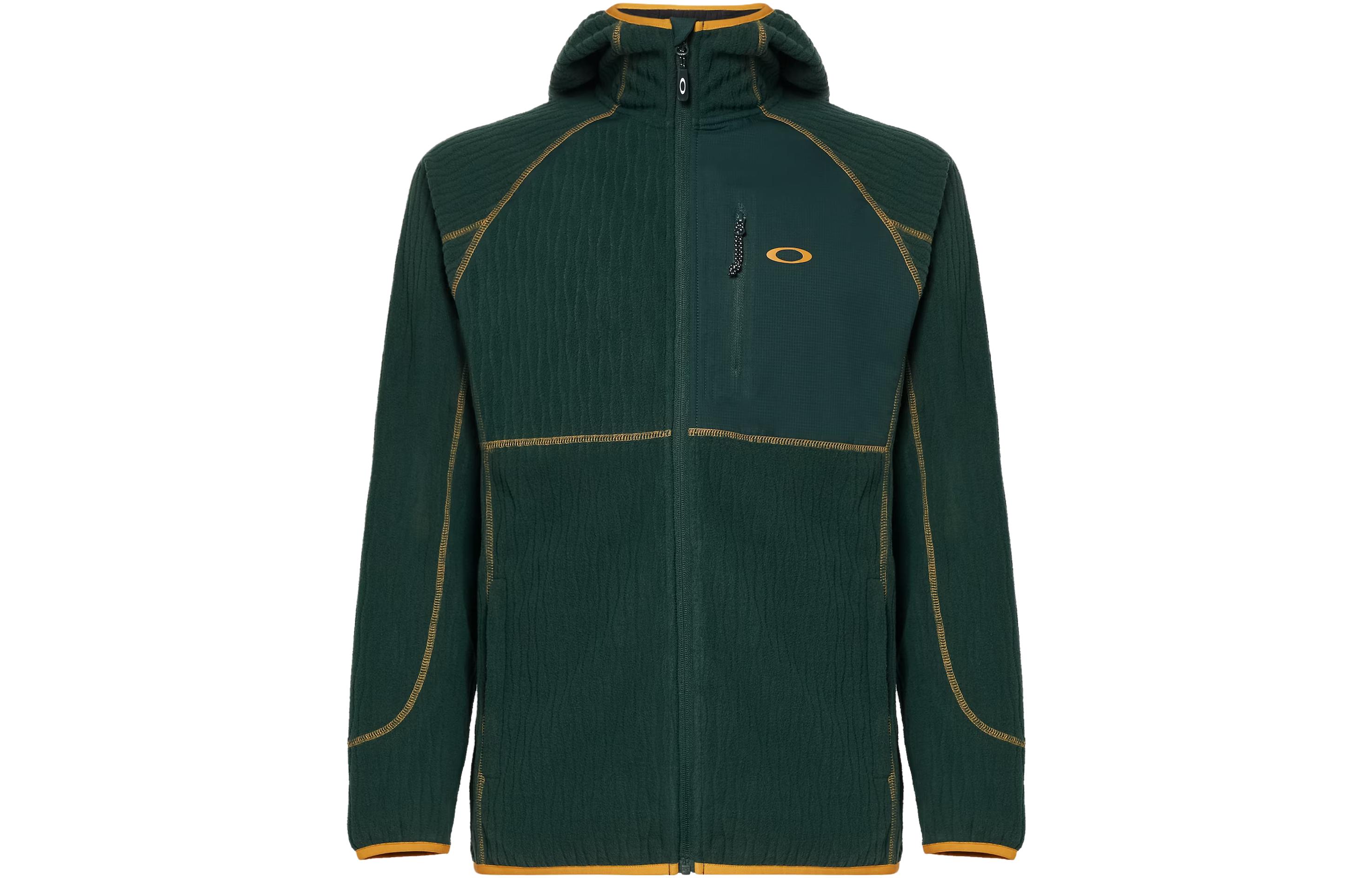 Oakley FW23 Logo Print Full-Zip Hoodie Jacket Green FOA404731-7BC